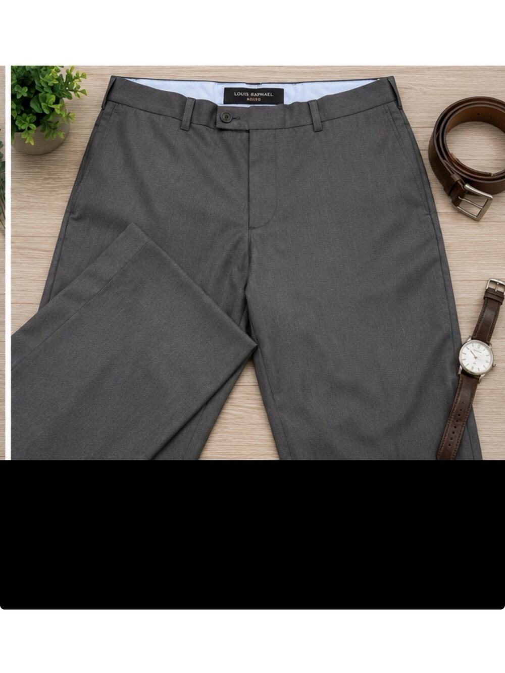 Louis Raphael Rosso Dress Pants 36x30 Gray Flat Front Career Mens